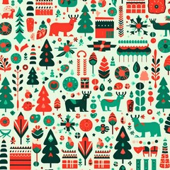 Christmas theme repeat pattern design colorful