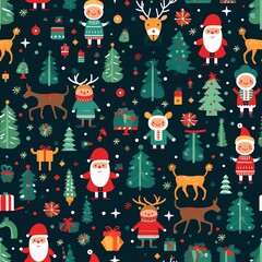 Christmas theme repeat pattern design colorful
