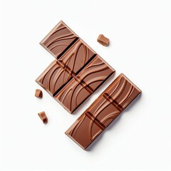 Obraz premium Pieces of chocolate bar with caramel on white backg