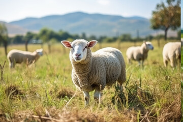 Lamb on farm portrait 