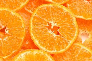 fresh juicy sliced ​​tangerines, background of sliced ​​tangerines 23