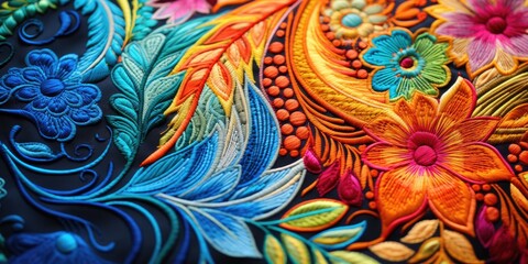 Fototapeta na wymiar Beautiful multi-colored abstract bright machine embroidery. Digital textile industry. Generative AI