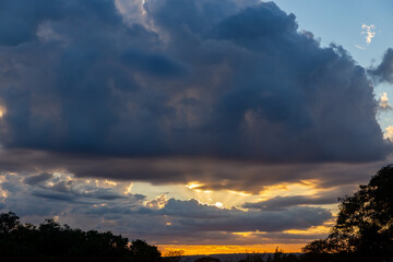 Wonderful sky at dawn with orange, yellow and red colors