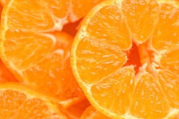 fresh juicy sliced ​​tangerines, background of sliced ​​tangerines 16