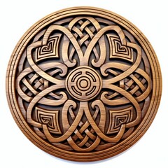 Celtic Wooden Mandala on White Background. Generative ai