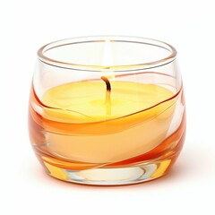 Warm Ambient Candle in Swirled Glass Jar Isolated on White. Generative ai