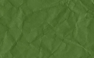 Vector crumpled green paper background. Colorful green crumpled paper texture. Rough grunge old blank. Colored background. Vector illustration