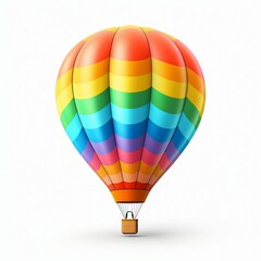 Fototapeta premium Vibrant Hot Air Balloon on White Backdrop. Generative ai