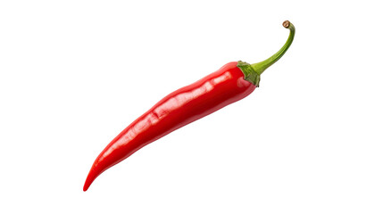 Birds eye chili red isolated in transparent background. Close up of a Birds eye chili on a white background. Perfect for food designs, health and wellness content, and vegetarian marketing materials