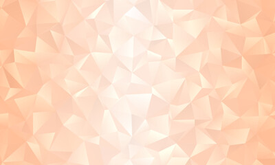 Peach Color Gradient Low Poly Triangle Pattern Background. 2024 Color of the Year. Irregular Sparkling Polygonal Texture. Glowing 3D Surface.