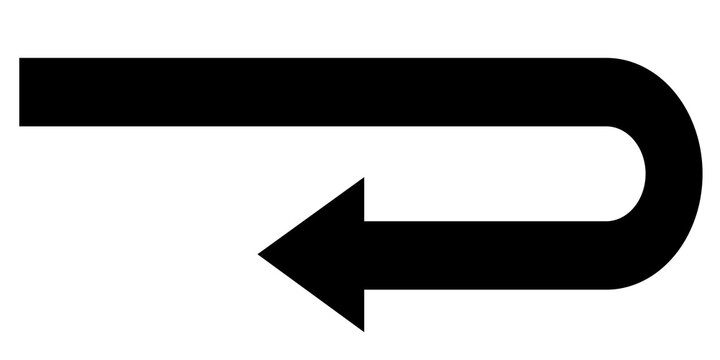 rotating black arrow icon. u turn arrow sign sticker