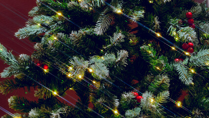 Obraz na płótnie Canvas christmas tree with light flare
