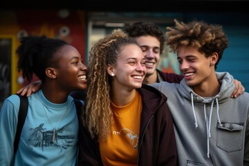 High School Students. A candid snapshot capturing the camaraderie and laughter shared among high school students, illustrating the beauty of genuine friendships.