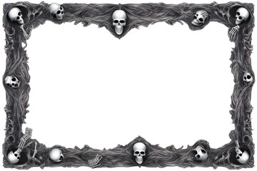 Skull 3D border frame PNG transparent background