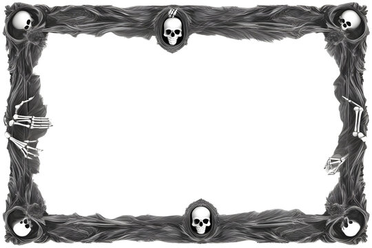 Skull 3D border frame PNG transparent background