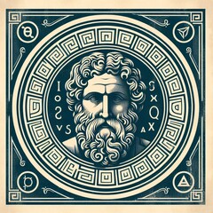 illustration of Ancient Greek Philosopher in vintage style. ai generate - obrazy, fototapety, plakaty