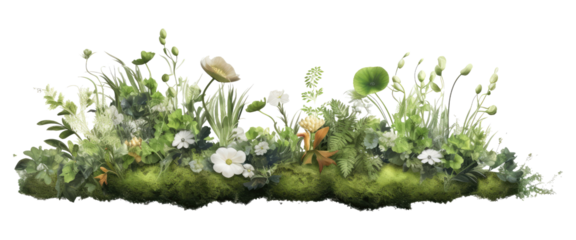 Shabby chic watercolor green rock flower arrangement isolated on transparent background