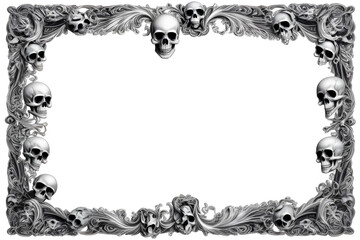 Skull 3D border frame PNG transparent background