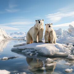 Majestic Polar Bear Roaming the Arctic Ice - Wildlife Photography Capturing the Vulnerable Beauty  in its Frozen Habitat, Generative Ai