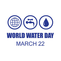 World Water day is observed every year on March 22, creative flat trendy style illustration on white background..eps