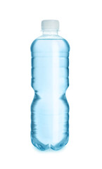 One plastic bottle with fresh water isolated on white