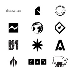 Set of Business logo design Icons. Minimal flat simple corporate. Editable vector illustration
