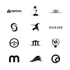 Set of Business logo design Icons. Minimal flat simple corporate. Editable vector illustration