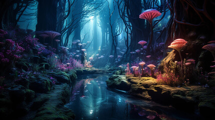 A fluorescent paradise forest