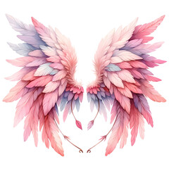 heart of wings valentine, valentine clipart, water color clipart, valentine wings