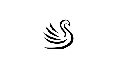 silhouette of a swan - obrazy, fototapety, plakaty
