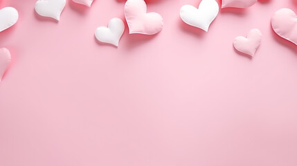 Valentine's day Illustration, white and pink hearts on pink background