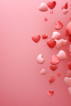 Beautiful background for a Valentine's Day card with red and pink hearts