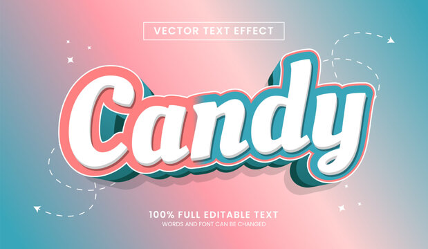 Design editable text effect, candy 3d cartoon vector illustration