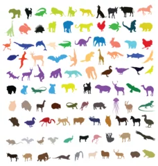 Afwasbaar Fotobehang Eenhoorns Hundreds different animal silhouettes - vector