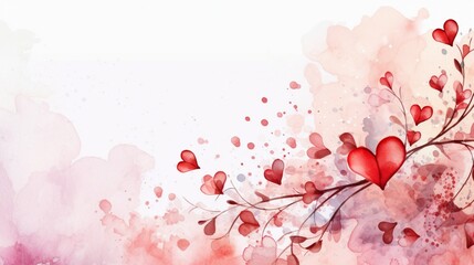 St. Valentines Day watercolor background, St. Valentines Day card background frame, Watercolor illustration with copy space, clipart for greeting cards, save the date, stationery design	
