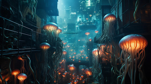 the luminous organs of bioluminescent creatures