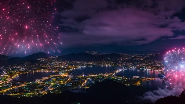 fireworks at night, footage, 4k footage, short video
