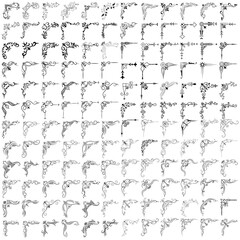 Vector illustration of decorative corner frame set. Hand Draw of Corners Different Shapes Flower Decoration Vector Design Doodle Sketch Style for Wedding and Banner. 