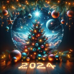 christmas decorations, christmas tree, christmas balls, fairy lights