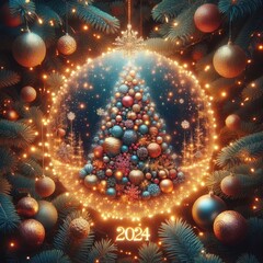 christmas decorations, christmas tree, christmas balls, fairy lights