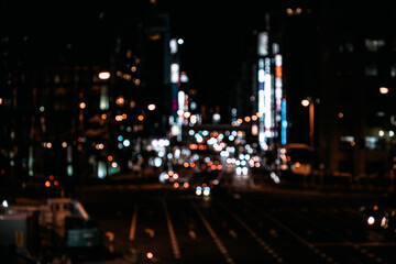 夜のきらきらとしたライトのある街並み