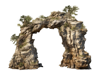 Fototapeta premium woodland trees arch, natural rock style isolated on transparent background