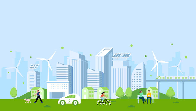 Green city landscape background illustration