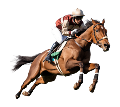 Jockey Riding Horse Isolated on Transparent Background

