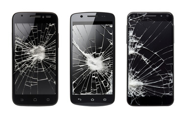 Broken Phone Set Isolated on Transparent Background
 - obrazy, fototapety, plakaty