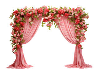 Floral Curtain Isolated on Transparent Background
