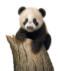 Cute Baby Panda Isolated on Transparent Background
