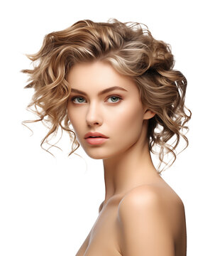 Caucasian Female Short Hair Model Isolated on Transparent Background

