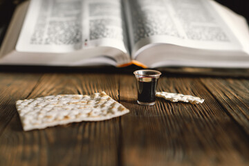 Communion. Religious tradition of breaking bread. Bread and wine as a sign of memory of Christ's...