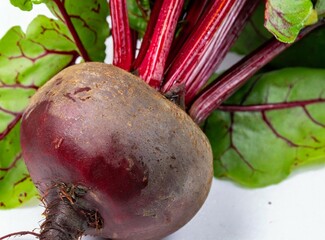 Beetroot with leaves isolated on white background